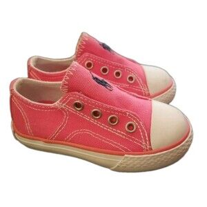 Polo Ralph Lauren Toddler Size 4.5 Slip On Canvas Sneakers Girls Pink White